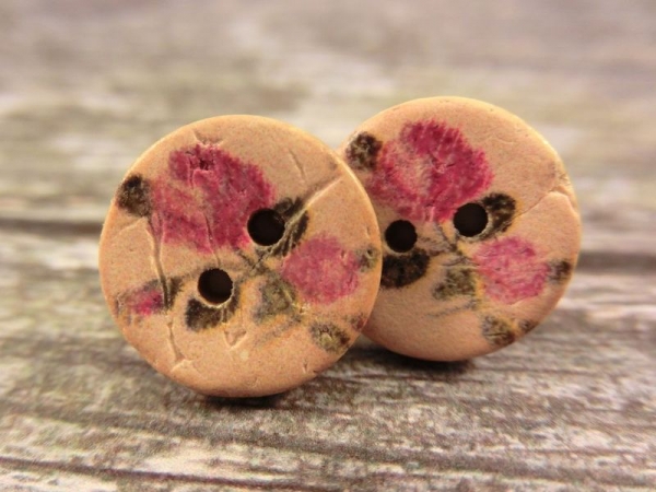 Blumen Kokos Knopf Ohrstecker Rosen Flower